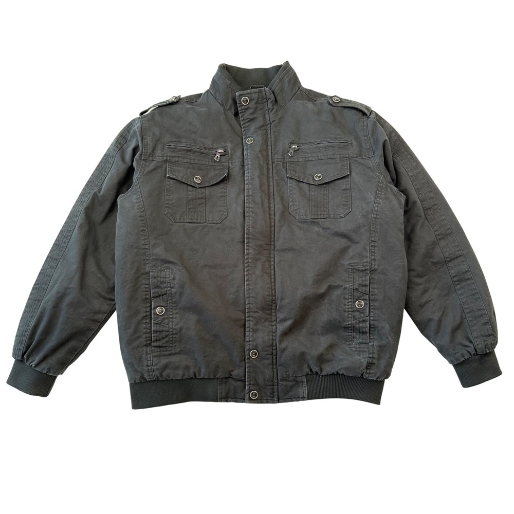 Outdoor Jacket Military Bomber Utility Fleece Lined Gorpcore Streetwear Black L